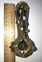 Butterfly Design Pipe w/ Heavy Frit, Flower Mili & Marbles